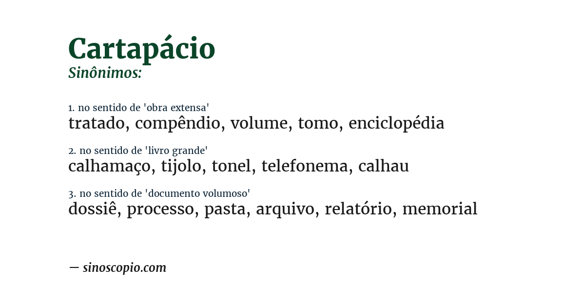 Sinônimo de cartapácio