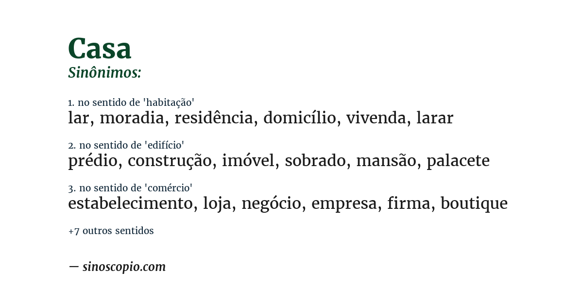 Sinônimo de casa
