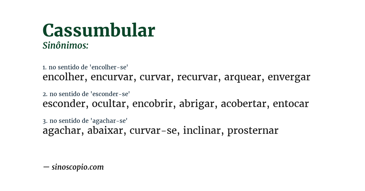 Sinônimo de cassumbular