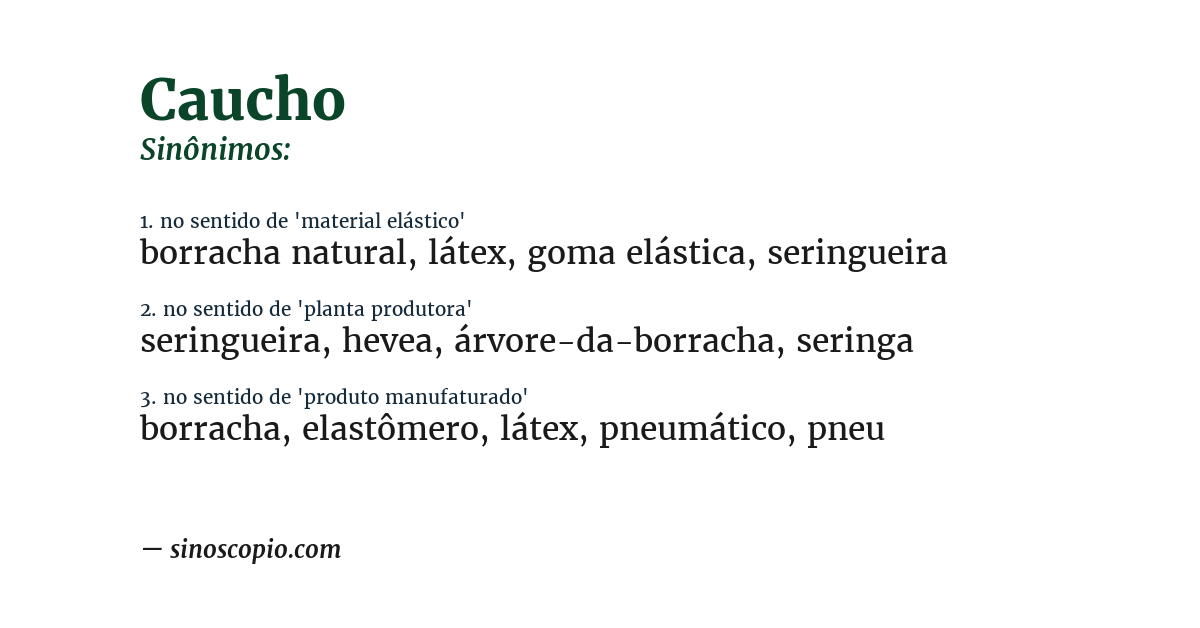 Sinônimo de caucho