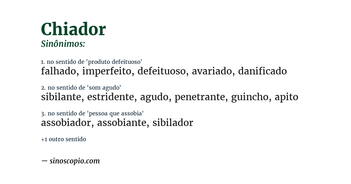 Sinônimo de chiador