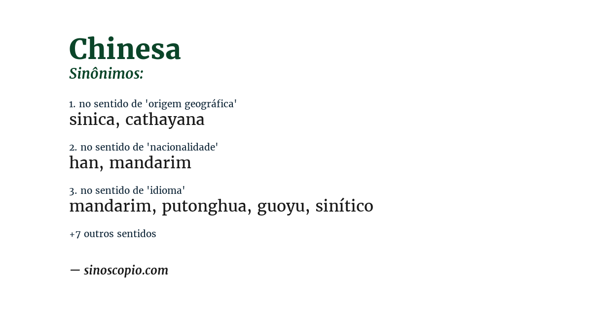Sinônimo de chinesa