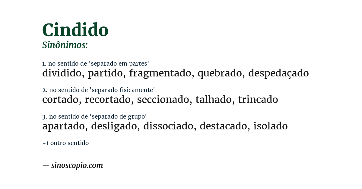 Sinônimo de cindido