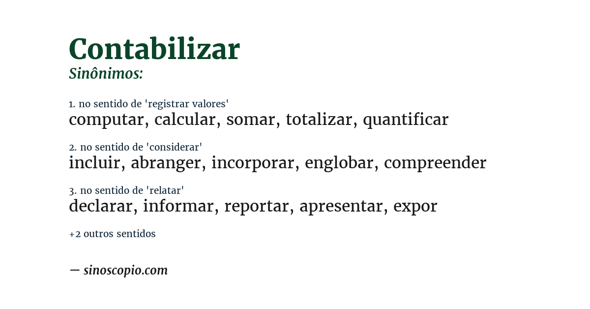 Sinônimo de contabilizar
