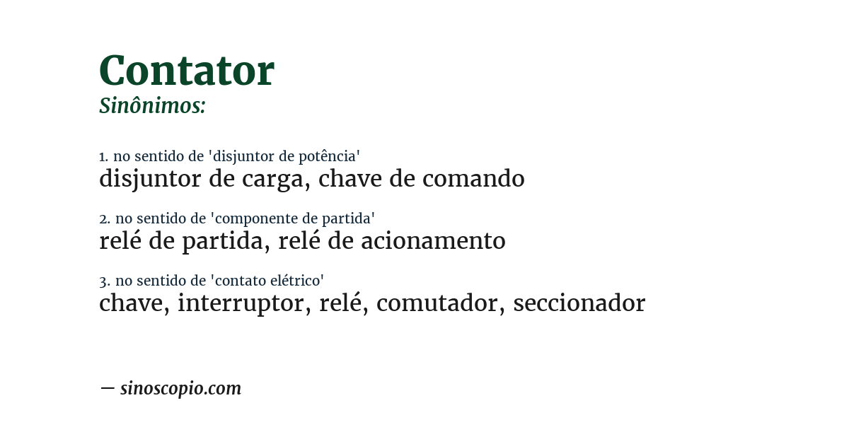 Sinônimo de contator