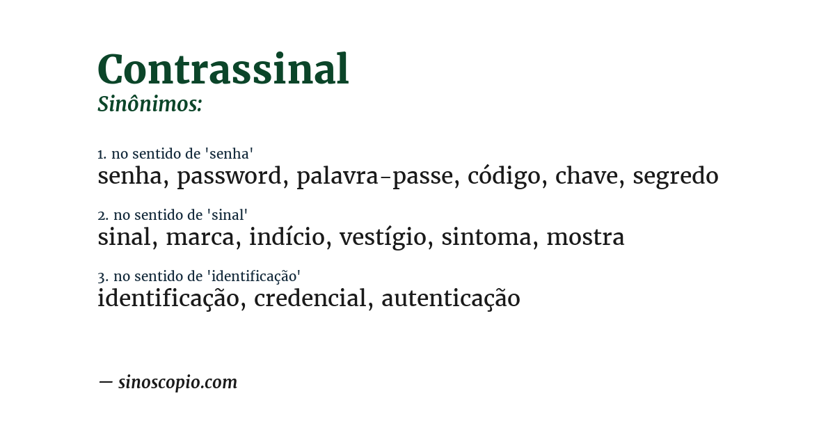 Sinônimo de contrassinal