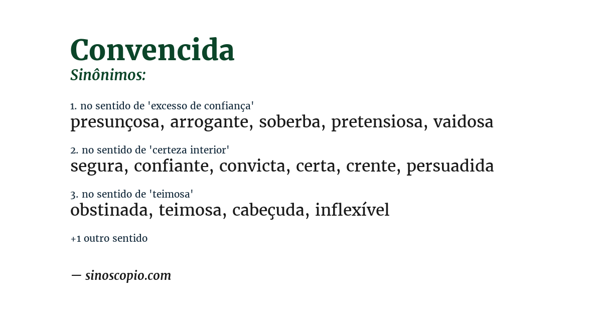 Sinônimo de convencida