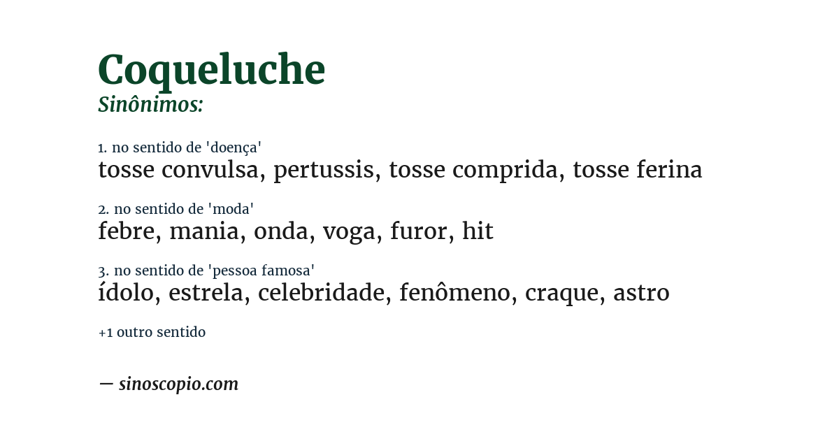 Sinônimo de coqueluche