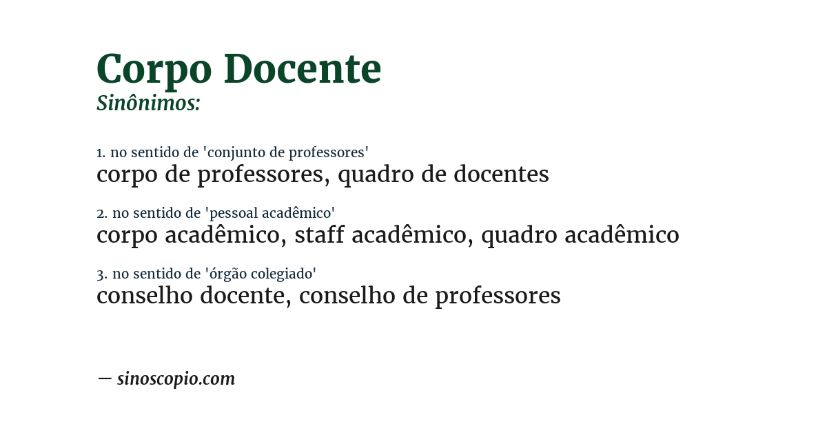 Sinônimo de corpo docente