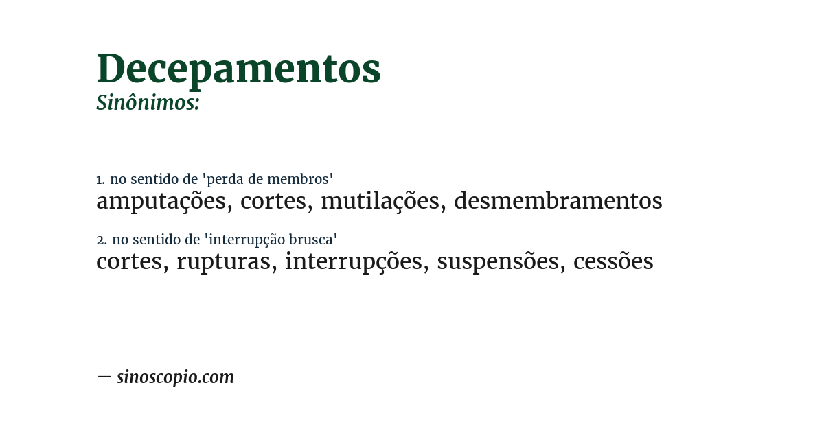 Sinônimo de decepamentos