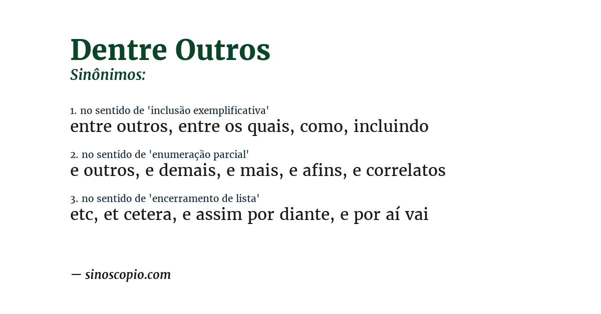 Sinônimo de dentre outros