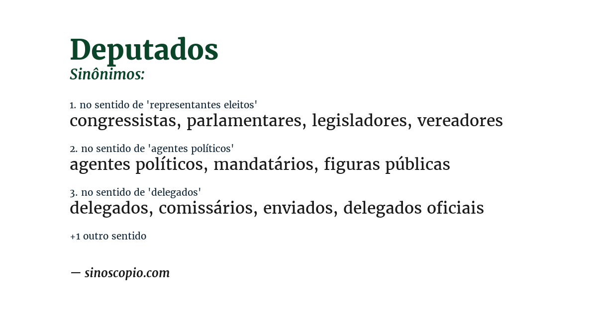 Sinônimo de deputados