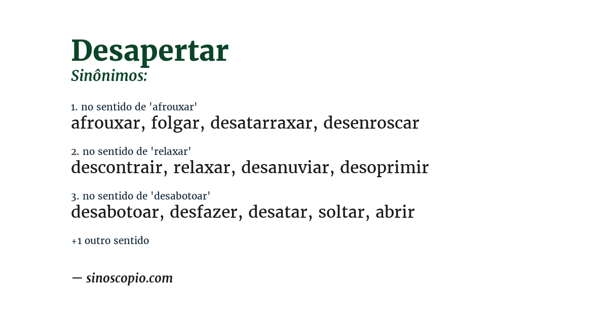 Sinônimo de desapertar