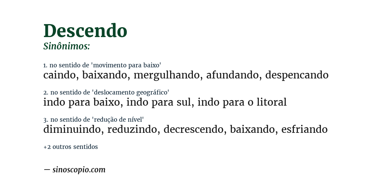 Sinônimo de descendo
