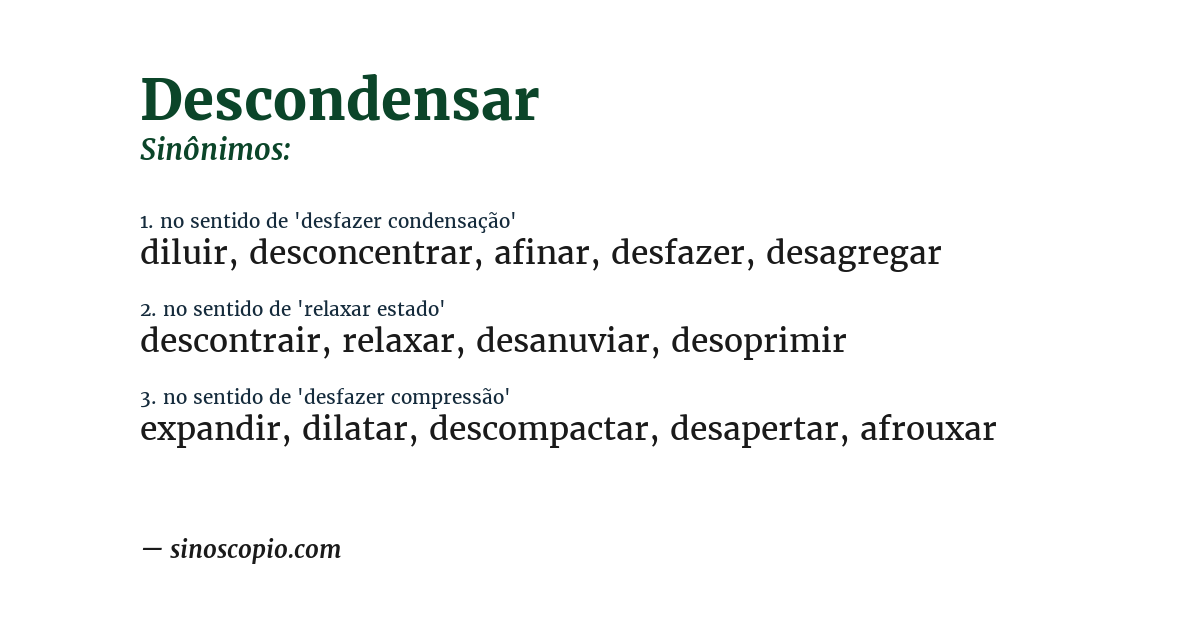 Sinônimo de descondensar