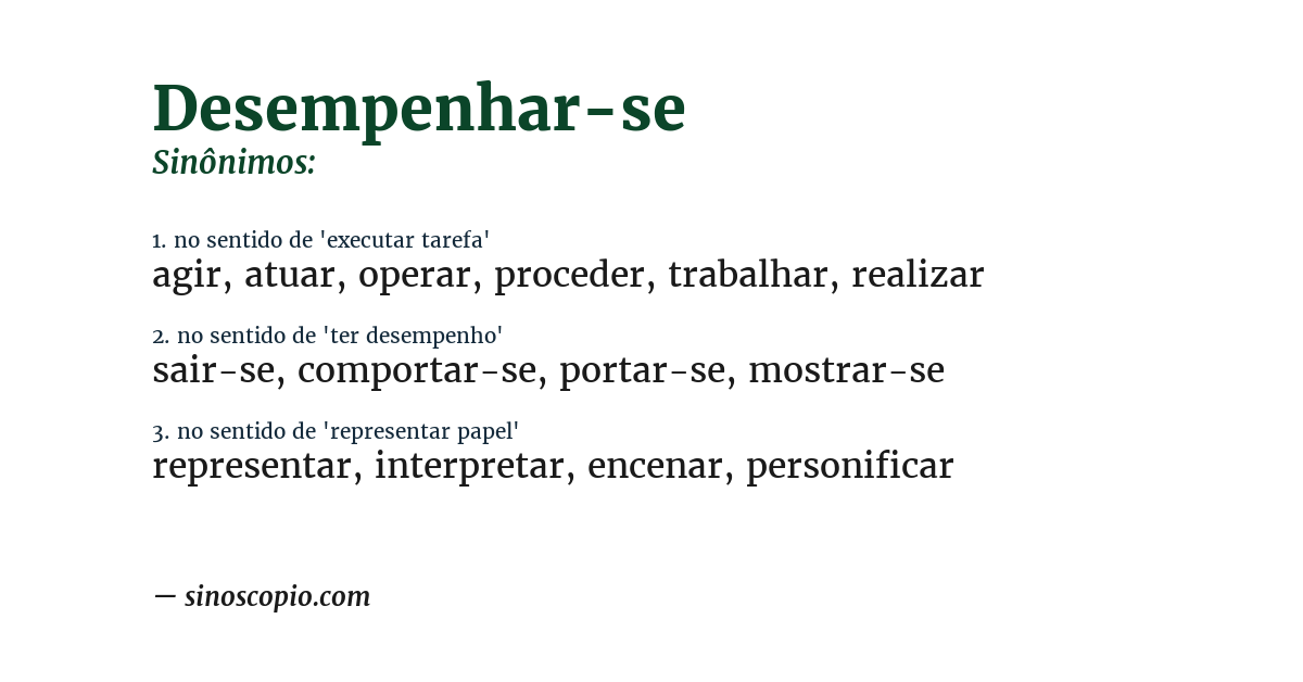 Sinônimo de desempenhar-se