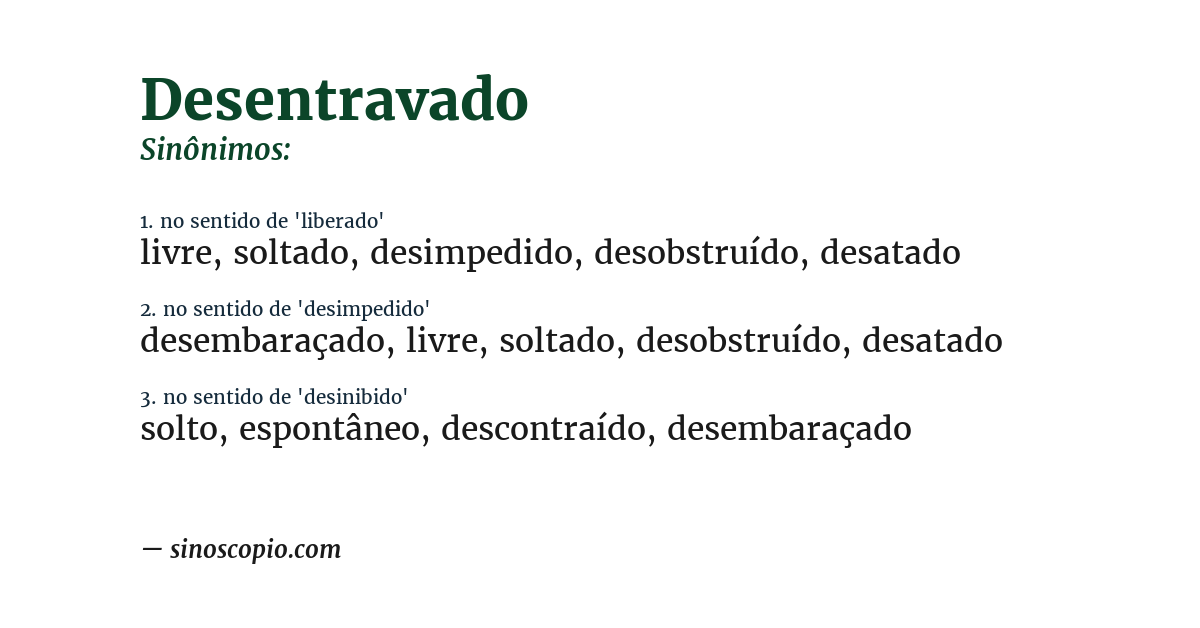Sinônimo de desentravado