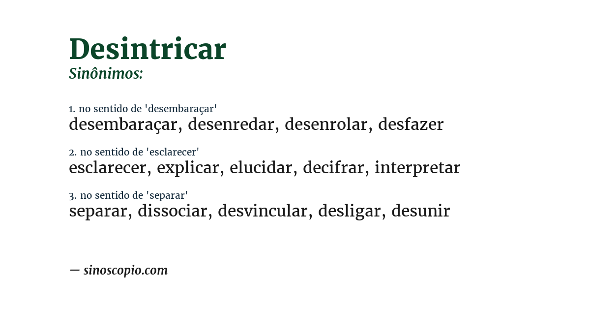 Sinônimo de desintricar