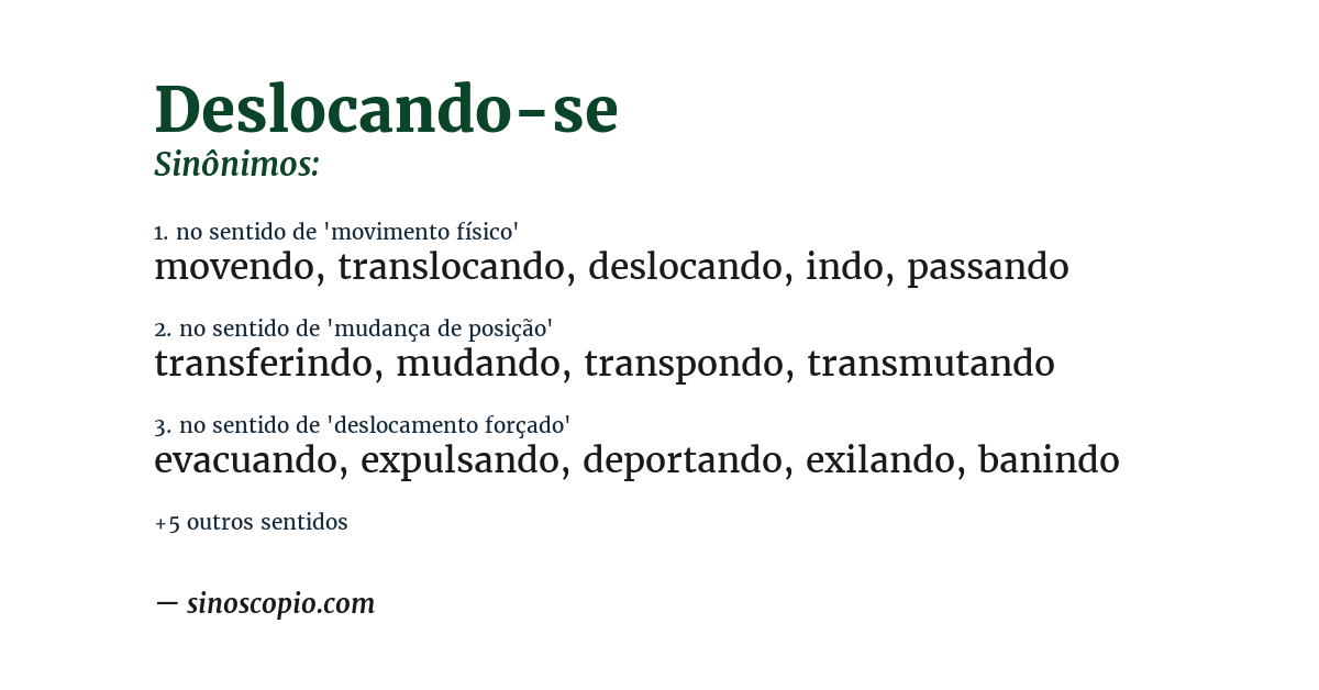 Sinônimo de deslocando-se