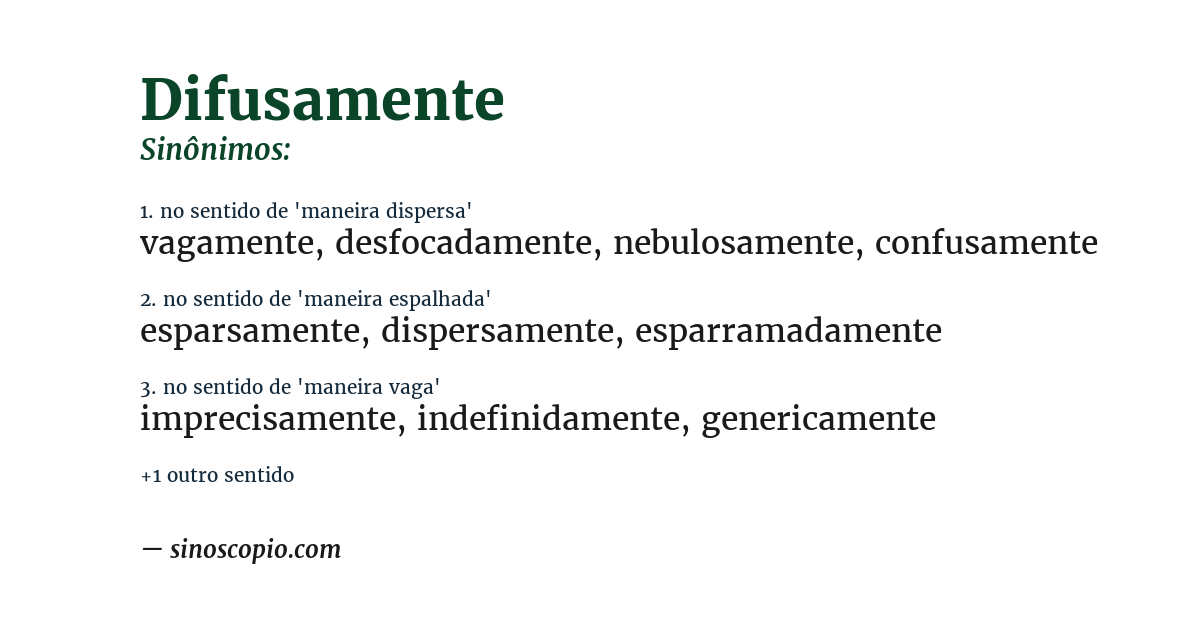 Sinônimo de difusamente