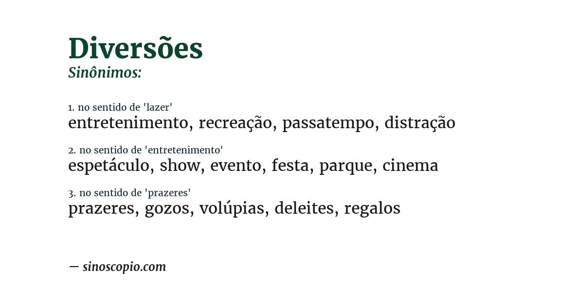 Sinônimo de diversões