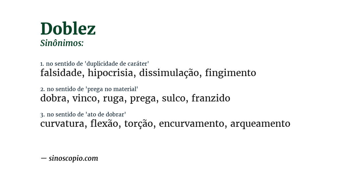 Sinônimo de doblez