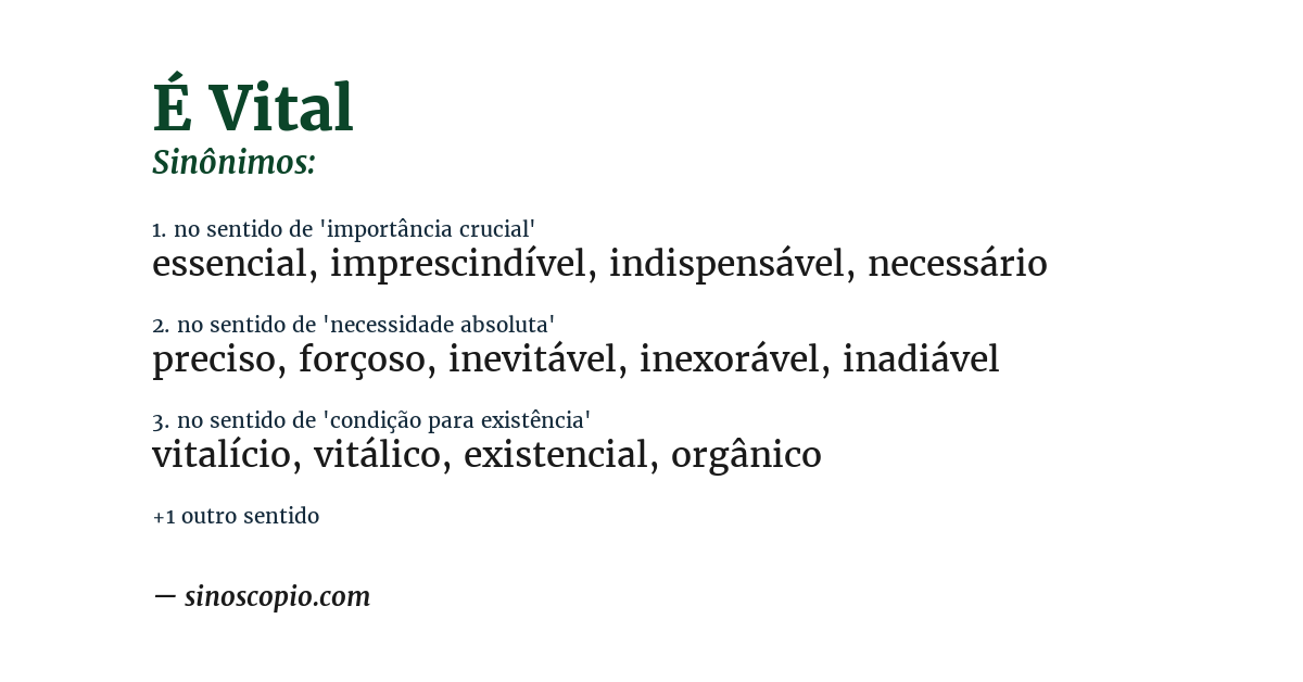 Sinônimo de é vital