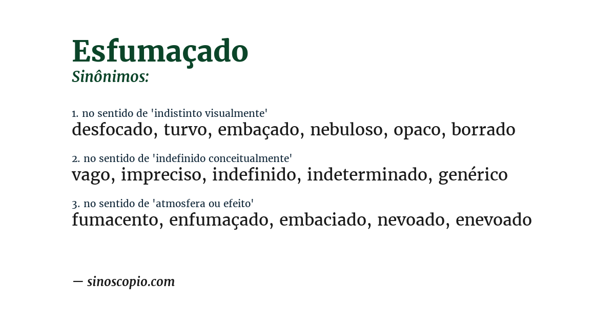 Sinônimo de esfumaçado
