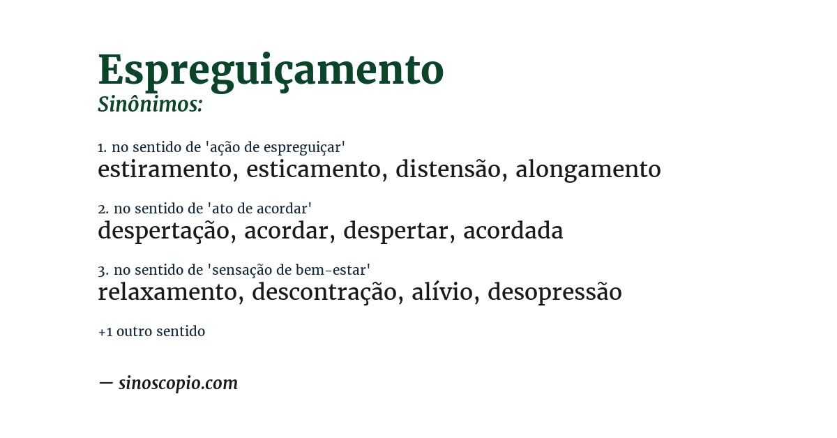 Sinônimo de espreguiçamento