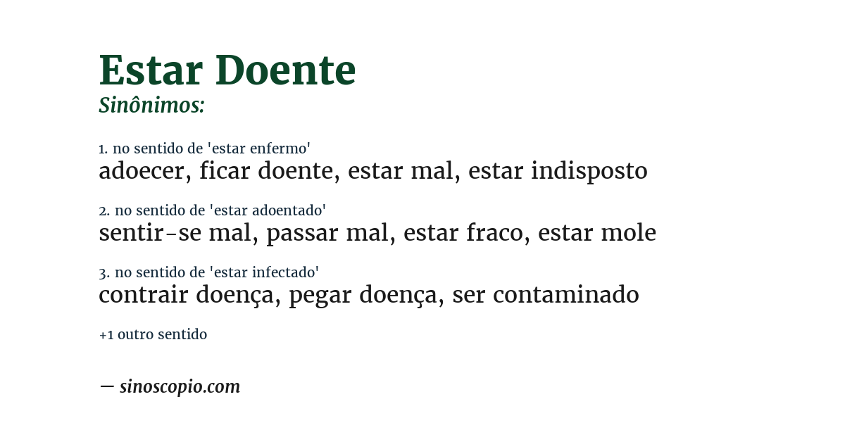 Sinônimo de estar doente