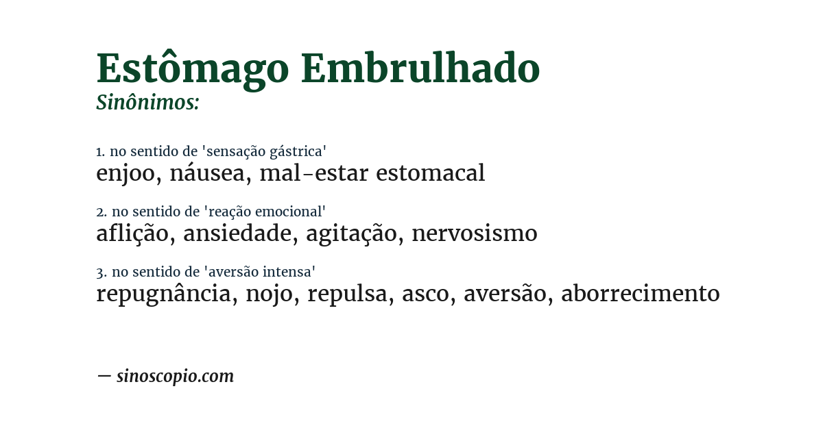 Sinônimo de estômago embrulhado