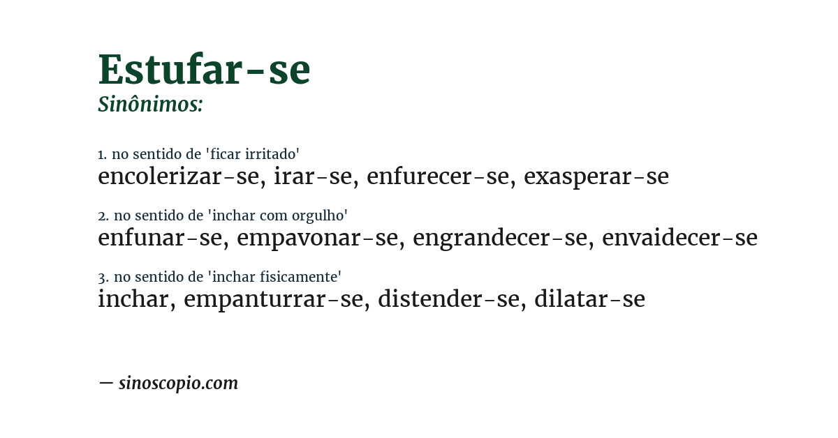Sinônimo de estufar-se