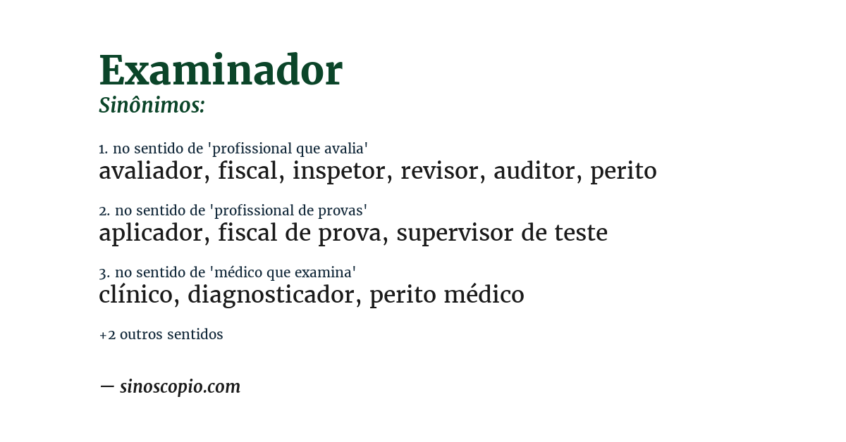 Sinônimo de examinador
