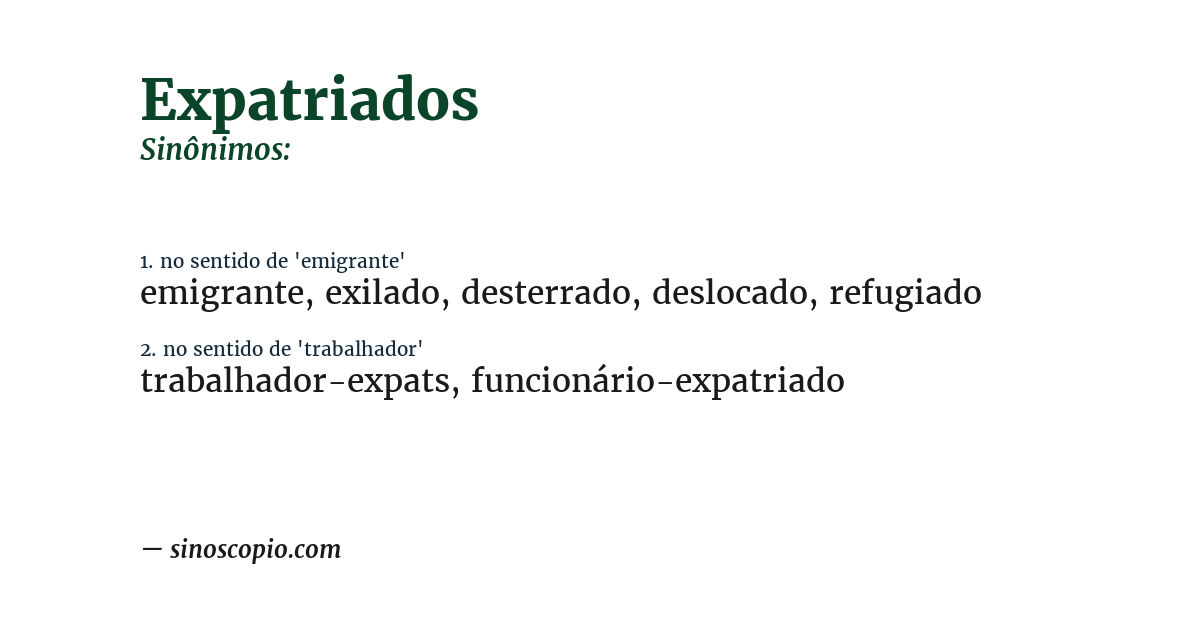 Sinônimo de expatriados