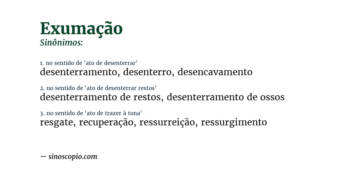 Sinônimo de exumação