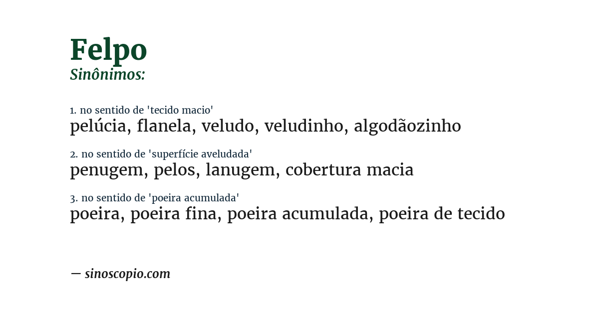 Sinônimo de felpo