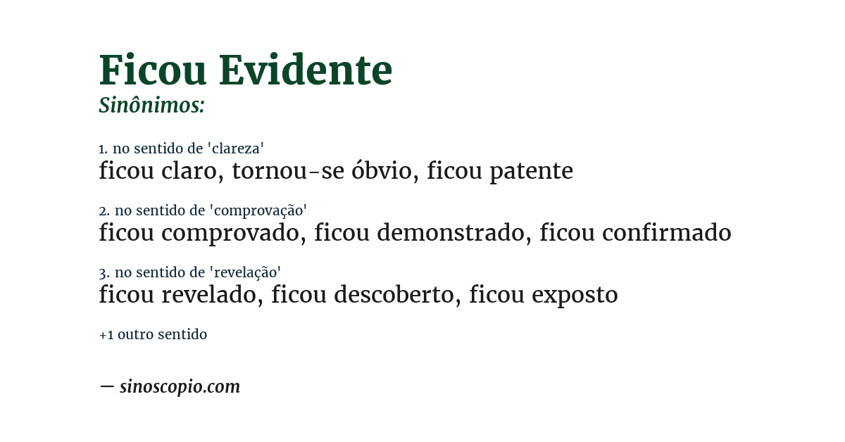 Sinônimo de ficou evidente