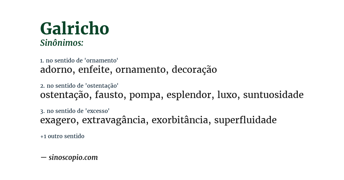 Sinônimo de galricho