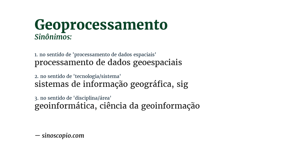 Sinônimo de geoprocessamento