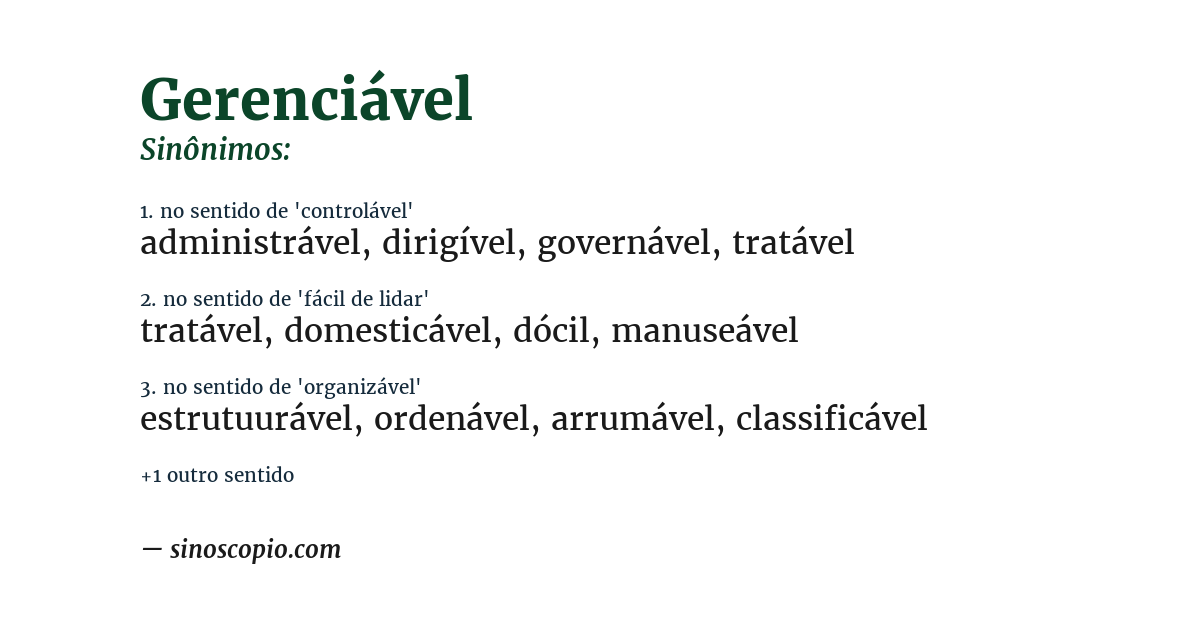 Sinônimo de gerenciável