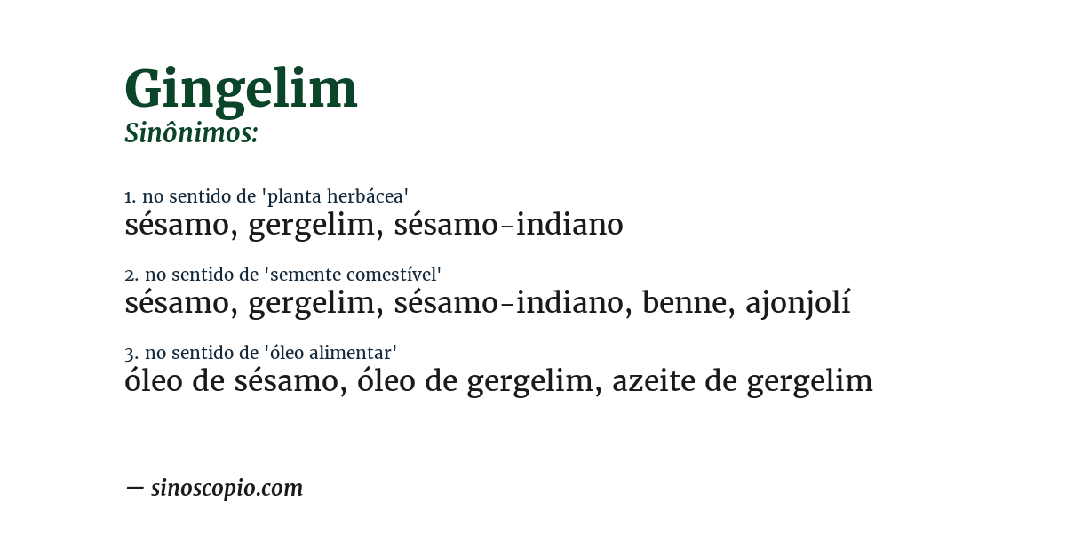 Sinônimo de gingelim