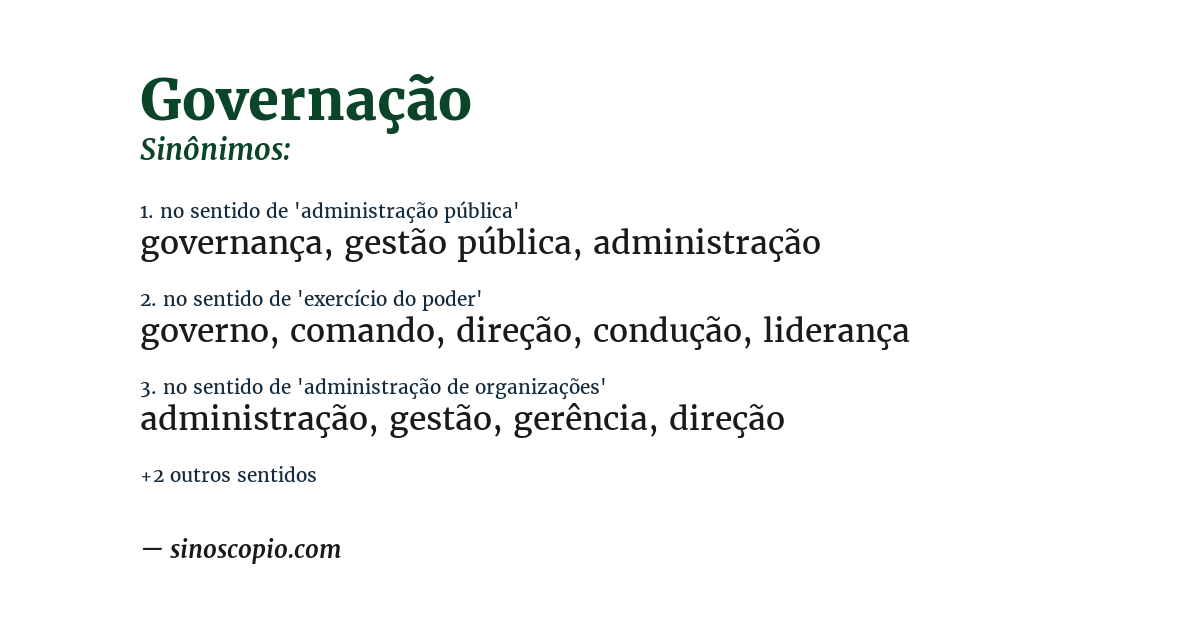 Sinônimo de governação