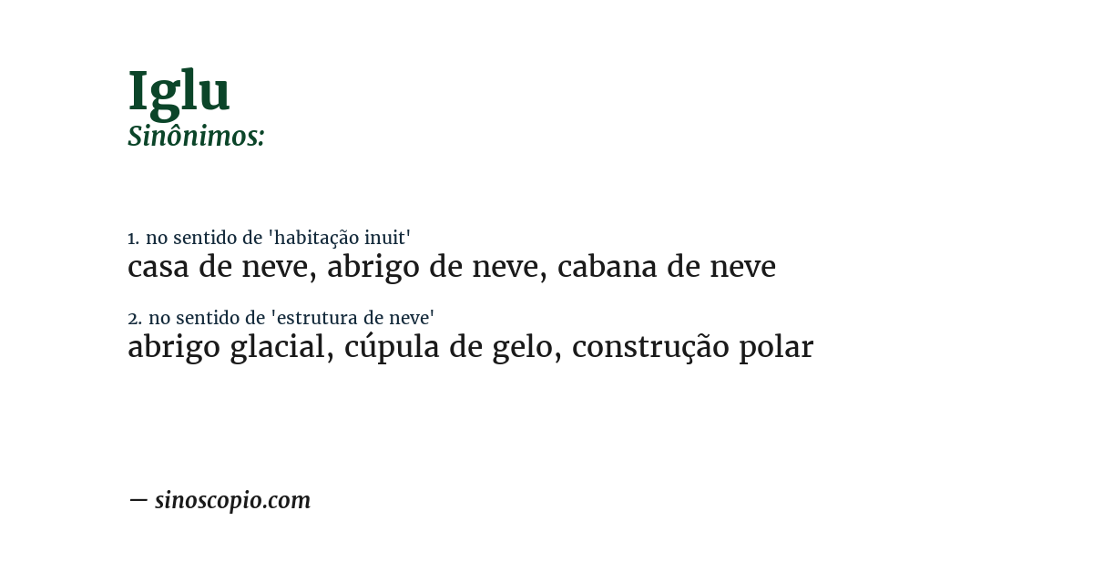 Sinônimo de iglu