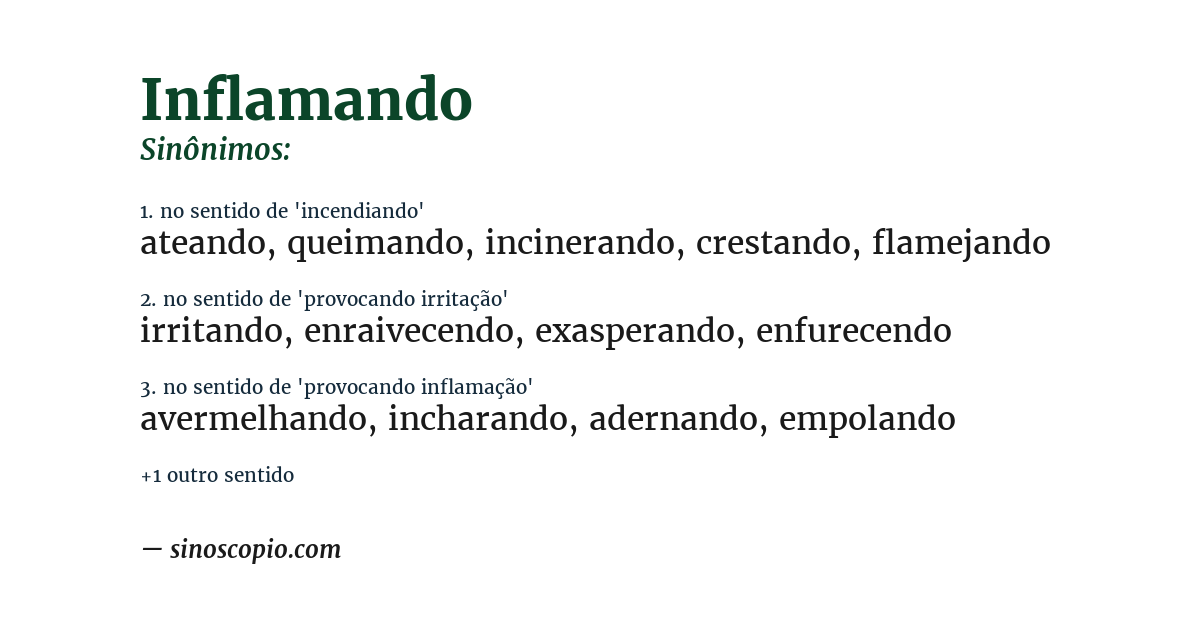 Sinônimo de inflamando