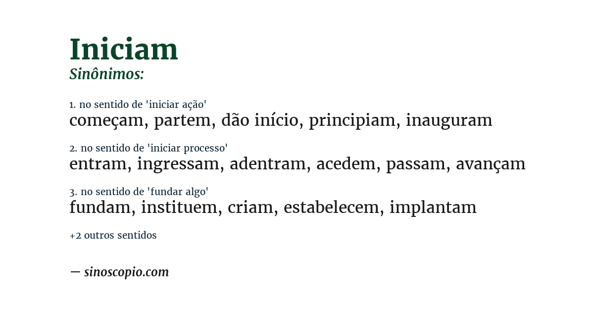 Sinônimo de iniciam