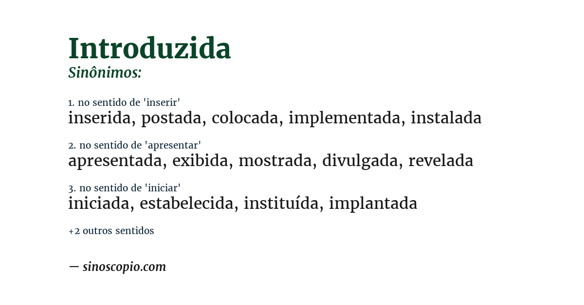 Sinônimo de introduzida