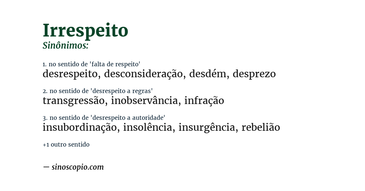 Sinônimo de irrespeito