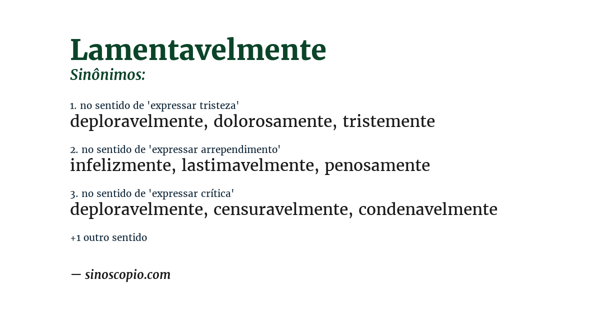 Sinônimo de lamentavelmente