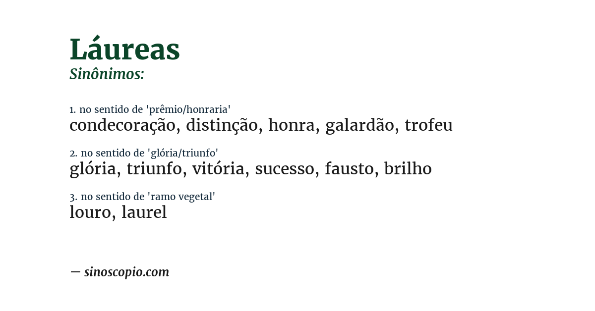 Sinônimo de láureas