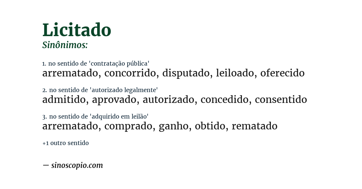Sinônimo de licitado